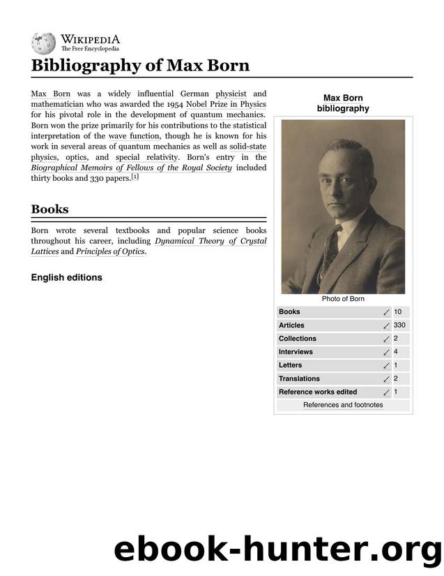 Bibliography of Max Born - Wikipedia by Unknown