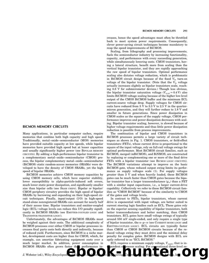 Bicmos Memory Circuits". In: Wiley Encyclopedia of Electrical and Electronics Engineering by Unknown