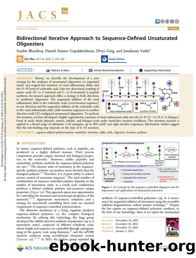 Bidirectional Iterative Approach to Sequence-Defined Unsaturated Oligoesters by Srashti Bhardwaj Dinesh Kumar Gopalakrishnan Divya Garg & Janakiram Vaitla