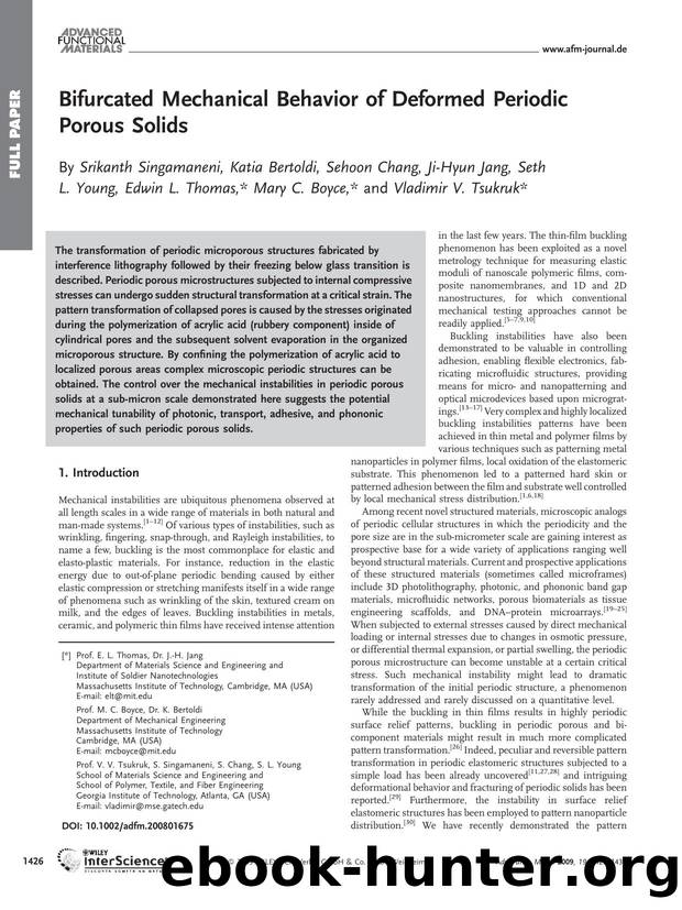 Bifurcated Mechanical Behavior of Deformed Periodic Porous Solids by Unknown