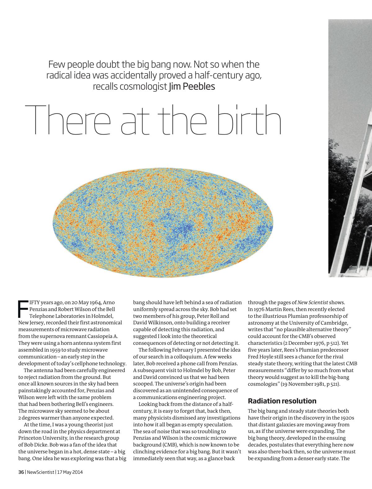 Big bang at 50: story of an accidental discovery by Jim Peebles