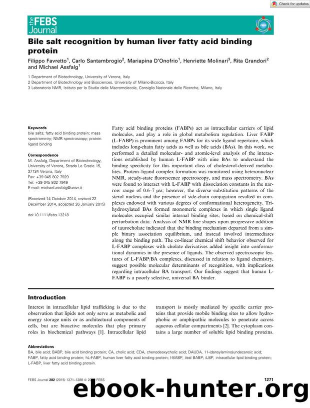 Bile salt recognition by human liver fatty acid binding protein by Unknown
