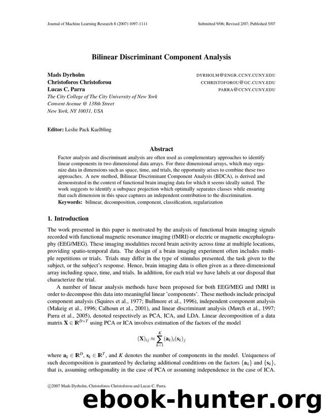 Bilinear Discriminant Component Analysis by Unknown