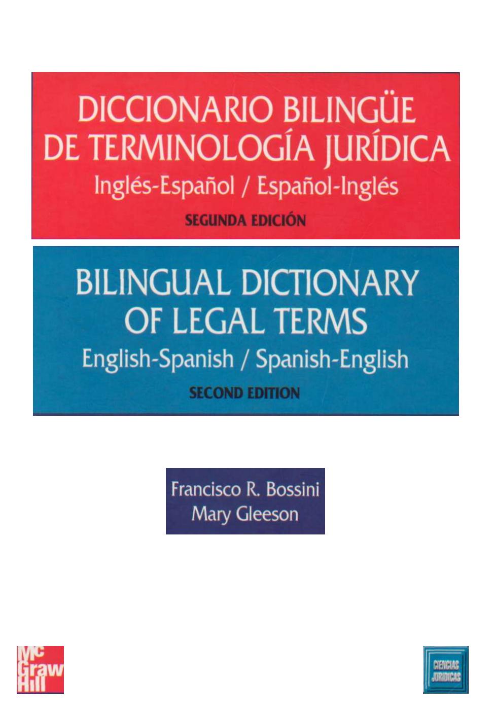 Bilingual Dictionary of Legal Terms [English-Spanish] by F. Bossini et al.