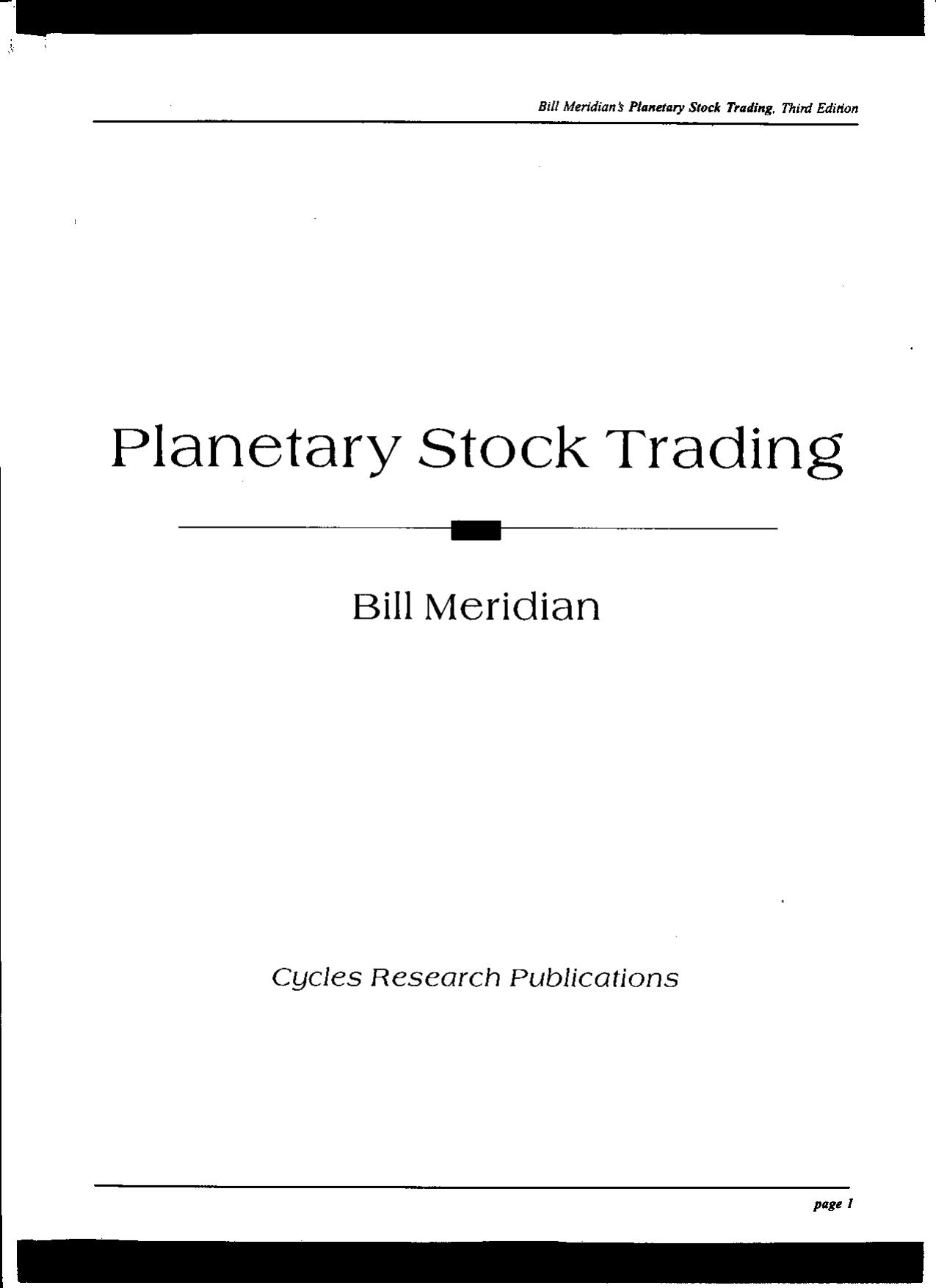 Bill Meridian's Planetary Stock Trading by Bill Meridian
