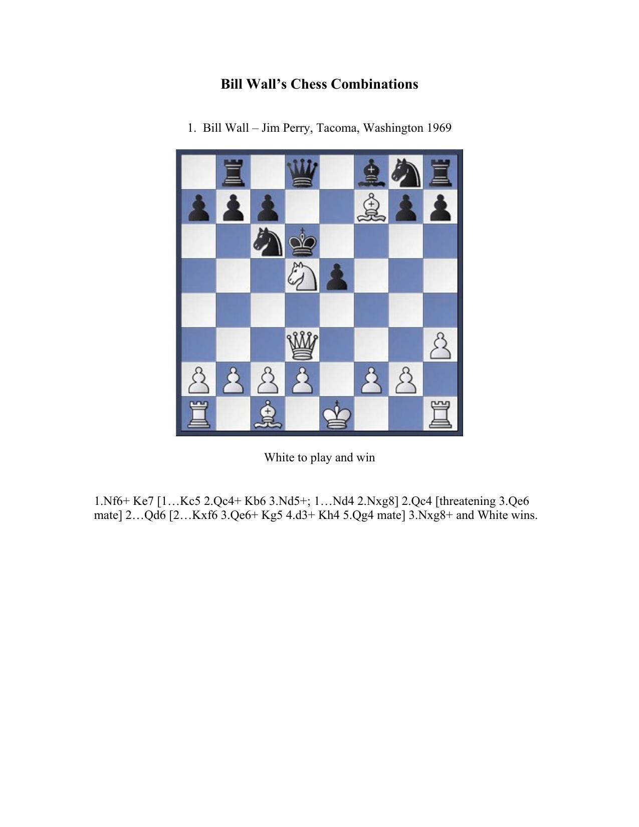 Bill Wallâs Chess Combinations by Bill Wall