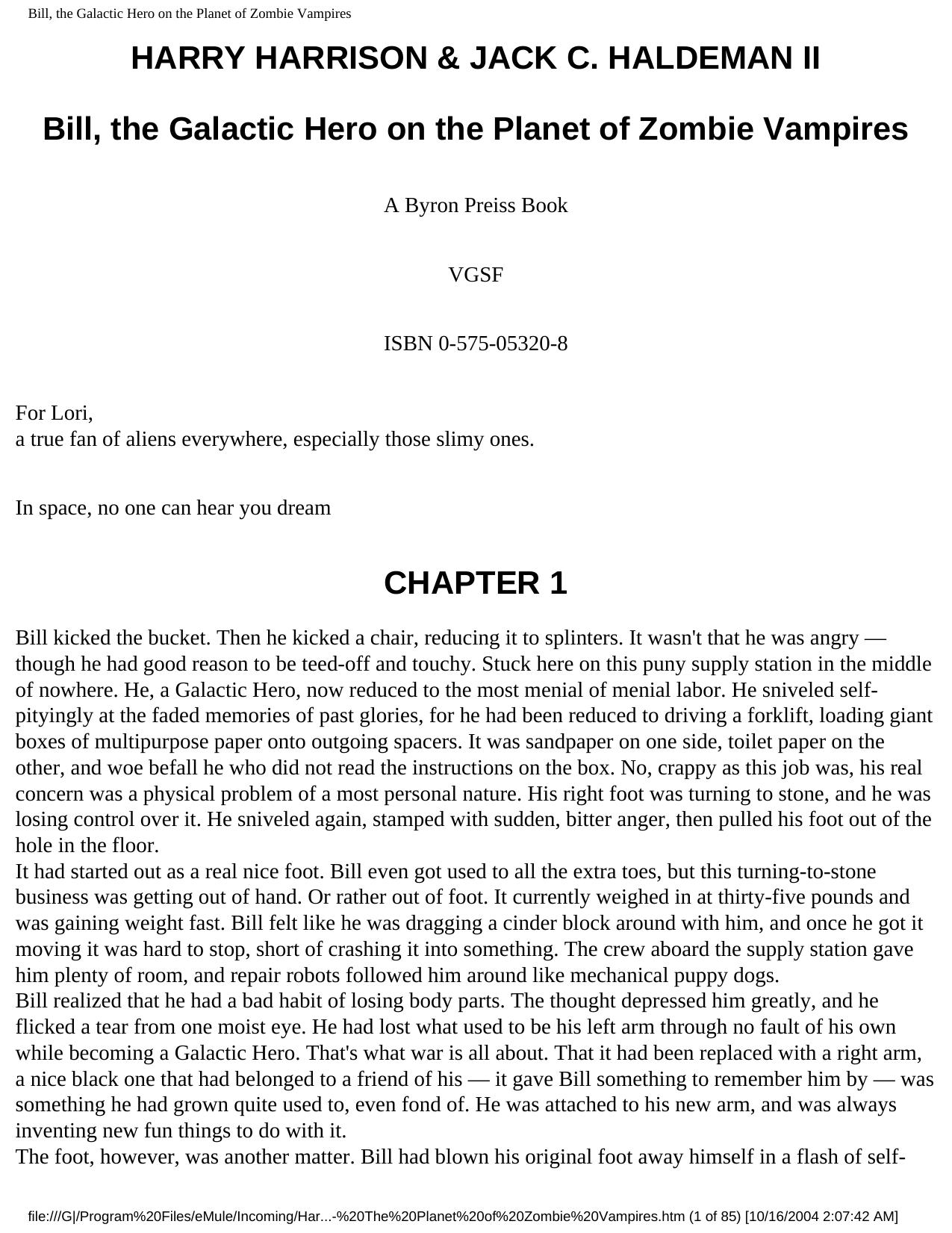 Bill, the Galactic Hero on the Planet of Zombie Vampires by Bill the Galactic Hero 5