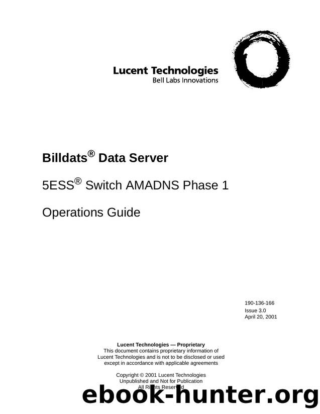 Billdats Data Server 5ESS Switch AMADNS Phase 1Operations Guide by Unknown