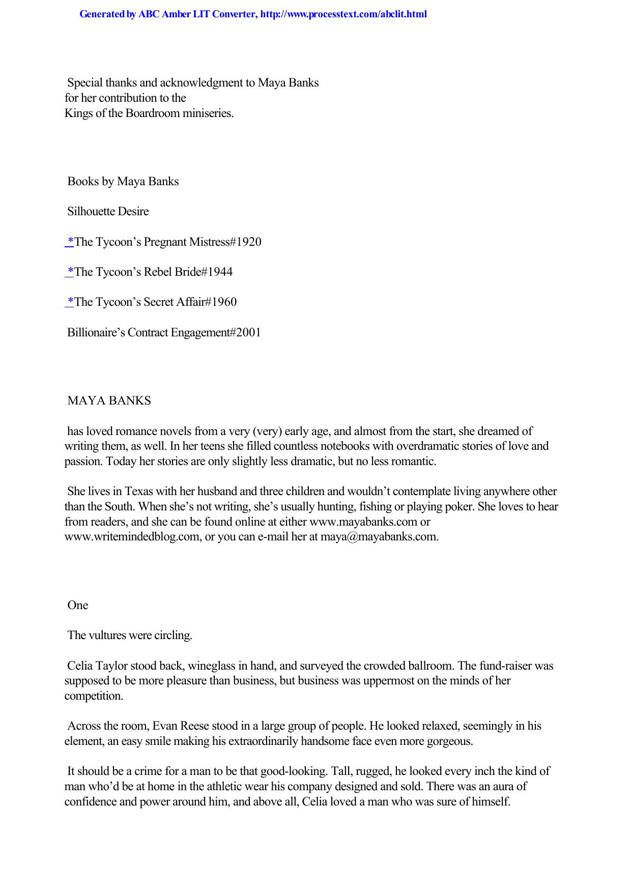 Billionaire's Contract Engagement by Banks Maya
