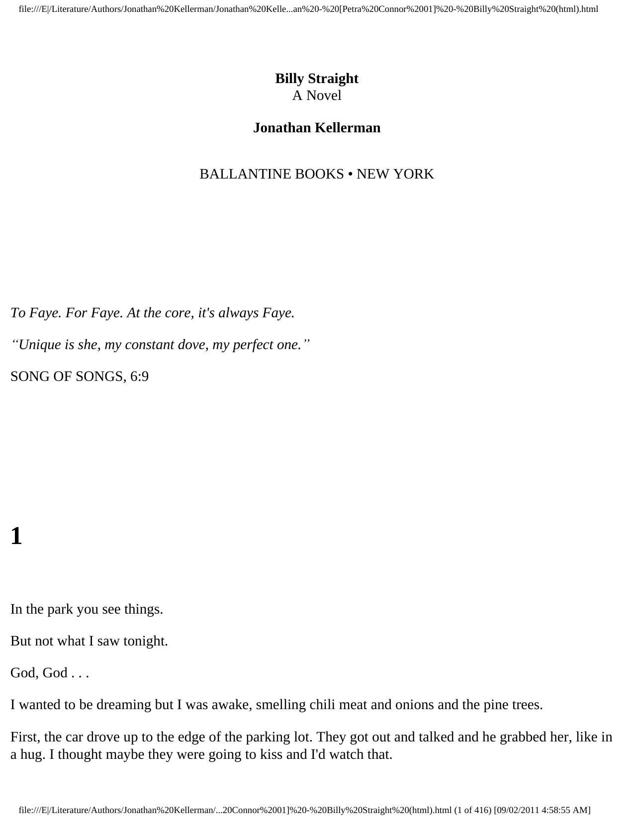 Billy Straight by Jonathan Kellerman