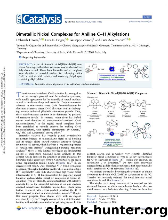 Bimetallic Nickel Complexes for Aniline CâH Alkylations by Debasish Ghorai Lars H. Finger Giuseppe Zanoni & Lutz Ackermann