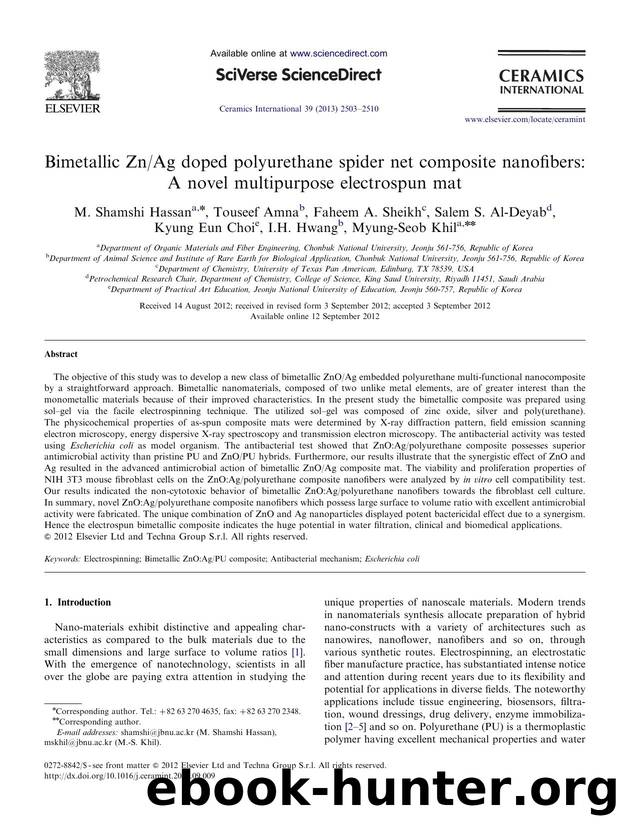 Bimetallic ZnAg doped polyurethane spider net composite nanofibers A novel multipurpose electrospun mat by unknow
