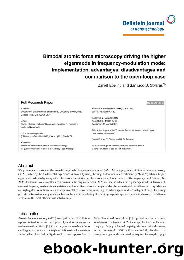Bimodal atomic force microscopy driving the higher eigenmode in frequency-modulation mode: Implementation, advantages, disadvantages and comparison to the open-loop case by Daniel Ebeling Santiago D. Solares
