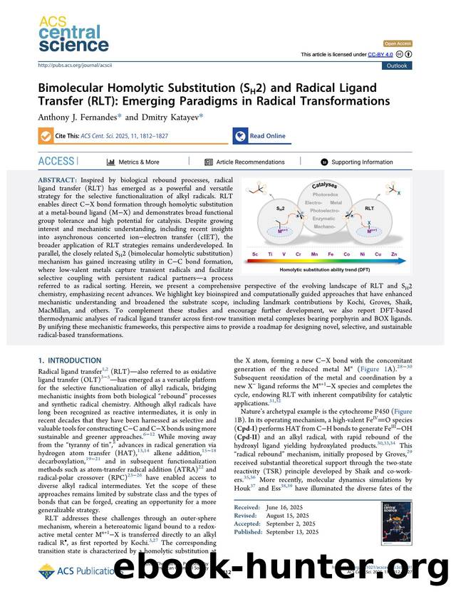 Bimolecular Homolytic Substitution (SH2) and Radical Ligand Transfer (RLT): Emerging Paradigms in Radical Transformations by Anthony J. Fernandes & Dmitry Katayev