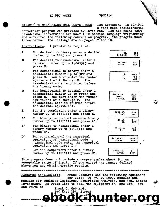 Binary-Decimal-Hex Conversion by Unknown