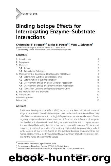 Binding Isotope Effects for Interrogating Enzyme-Substrate Interactions by Christopher F. Stratton & Myles B. Poulin & Vern L. Schramm