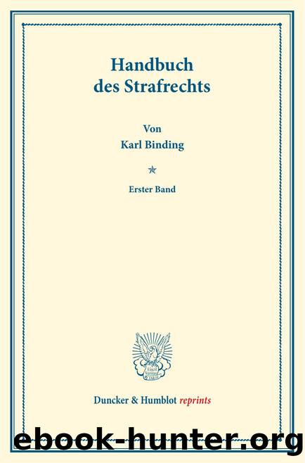 Binding by Handbuch des Strafrechts (9783428561476)