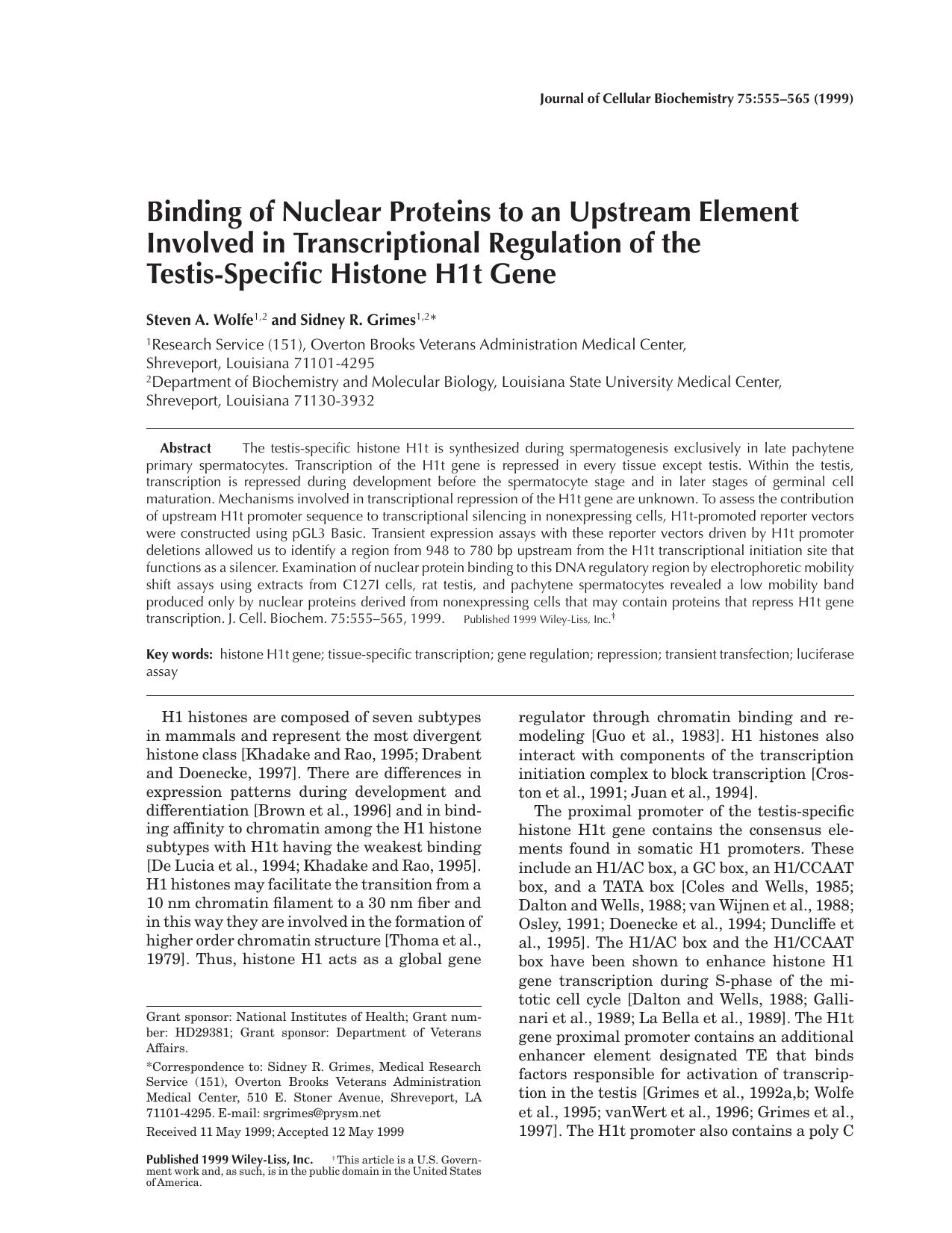 Binding of nuclear proteins to an upstream element involved in transcriptional regulation of the testis-specific histone H1t gene by Unknown