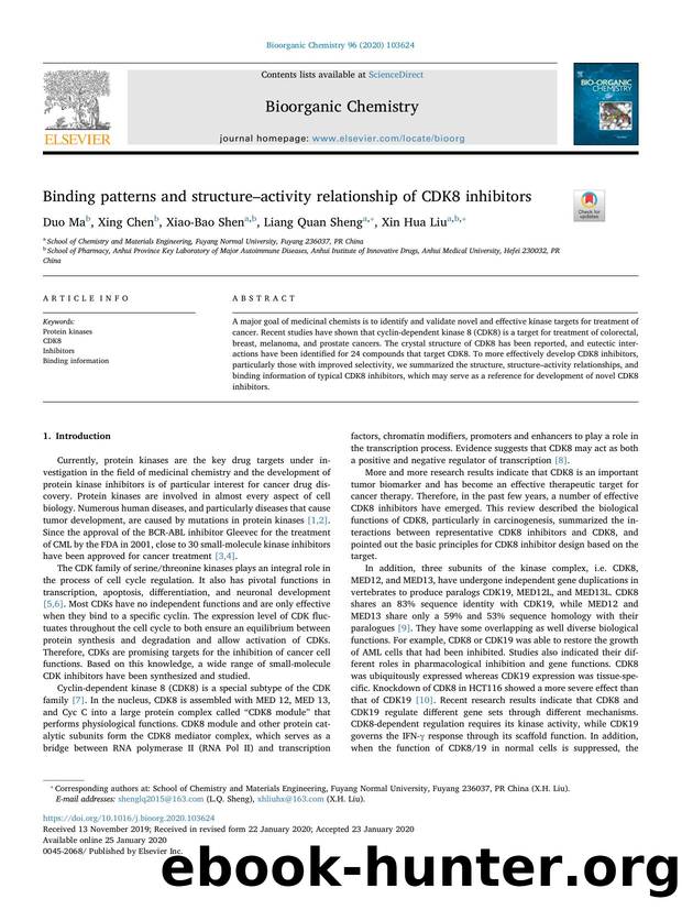 Binding patterns and structureâactivity relationship of CDK8 inhibitors by Duo Ma & Xing Chen & Xiao-Bao Shen & Liang Quan Sheng & Xin Hua Liu
