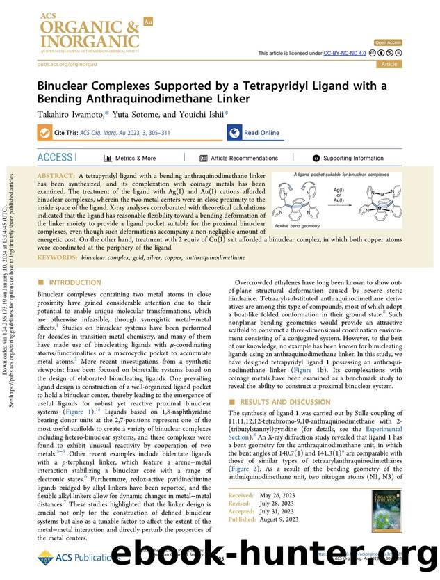 Binuclear Complexes Supported by a Tetrapyridyl Ligand with a Bending Anthraquinodimethane Linker by Takahiro Iwamoto Yuta Sotome & Youichi Ishii