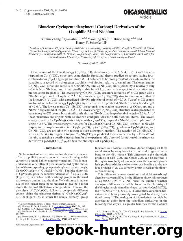 Binuclear Cyclopentadienylmetal Carbonyl Derivatives of the Oxophilic Metal Niobium by Unknown