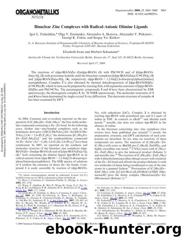Binuclear Zinc Complexes with Radical-Anionic Diimine Ligands by unknow