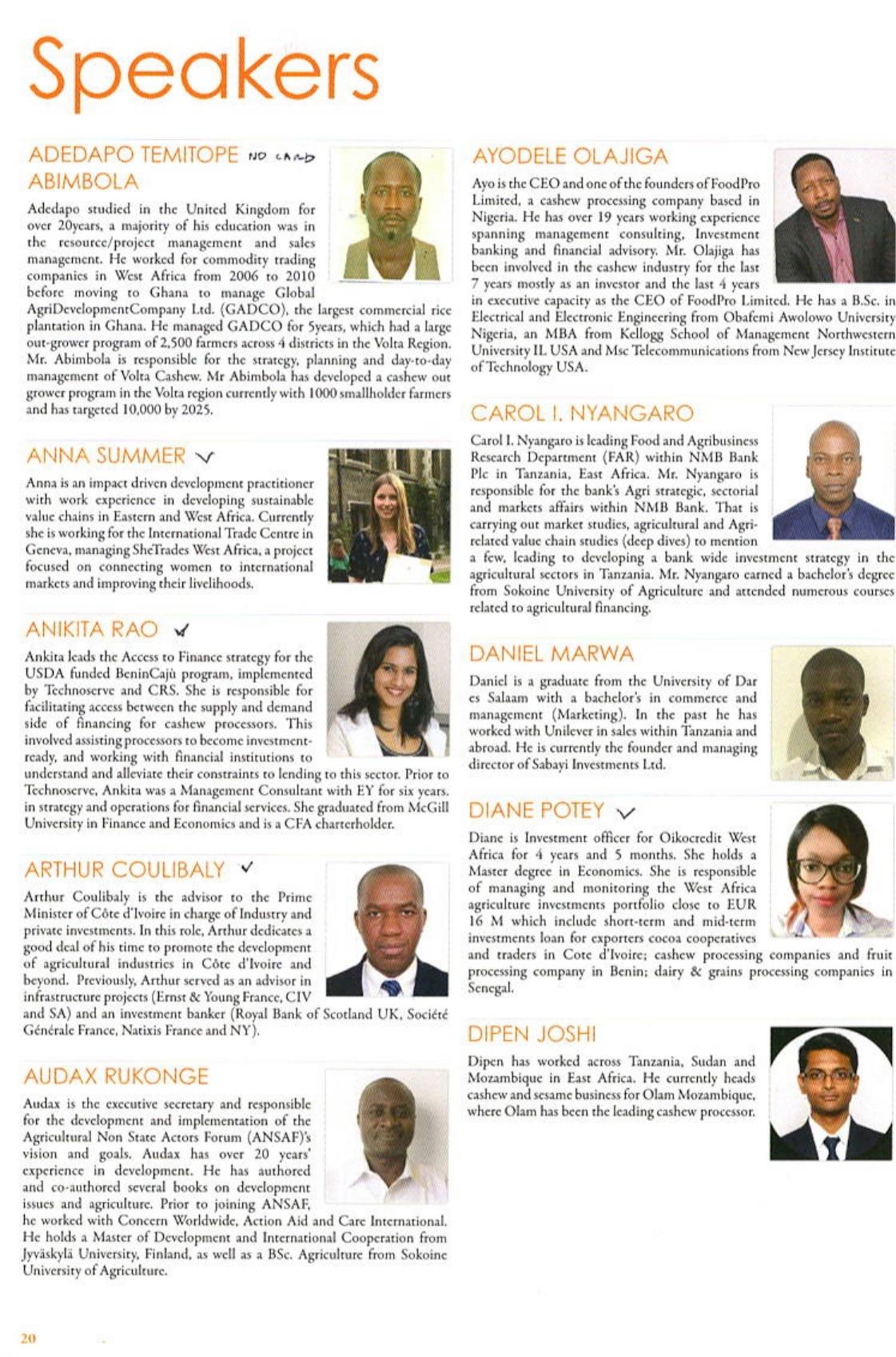 Bio of Speakers by Unknown