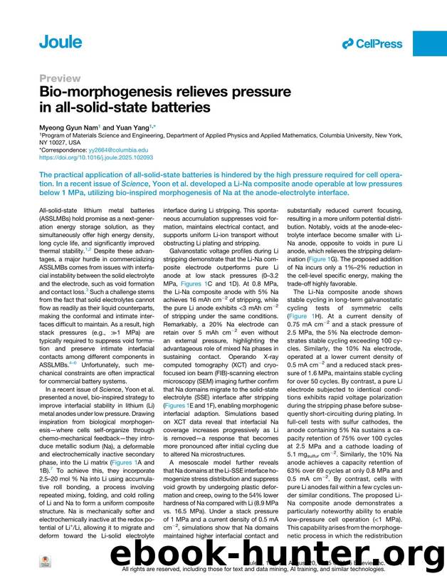 Bio-morphogenesis relieves pressure in all-solid-state batteries by Myeong Gyun Nam & Yuan Yang