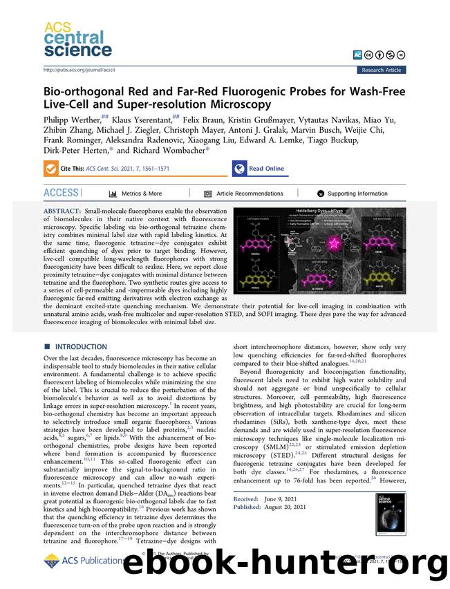 Bio-orthogonal Red and Far-Red Fluorogenic Probes for Wash-Free Live-Cell and Super-resolution Microscopy by unknow