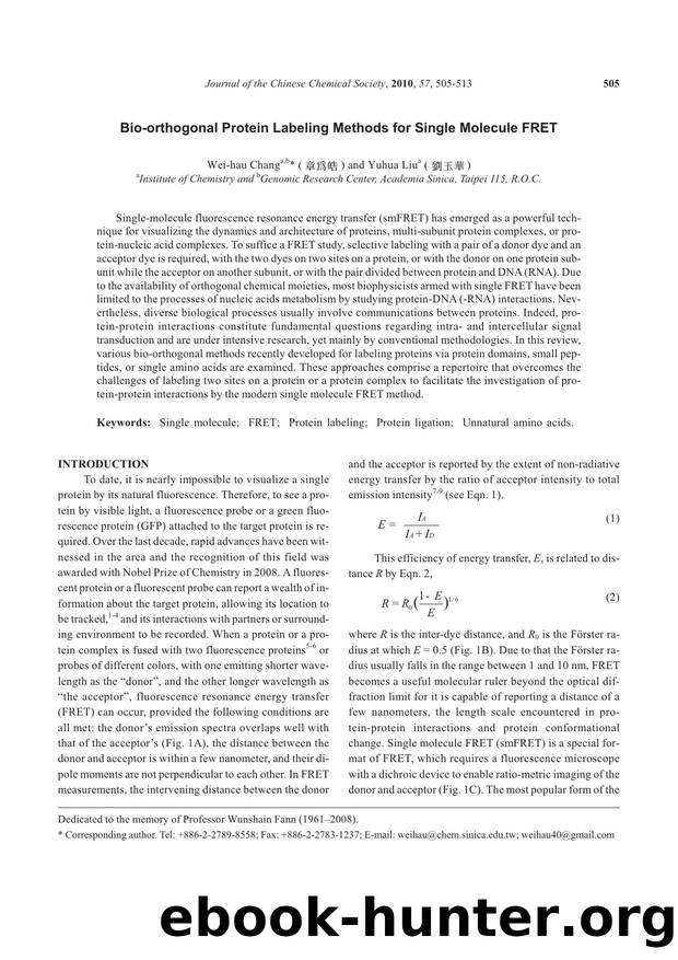 BioOrthogonal Protein Labeling Methods for Single Molecule FRET by Unknown