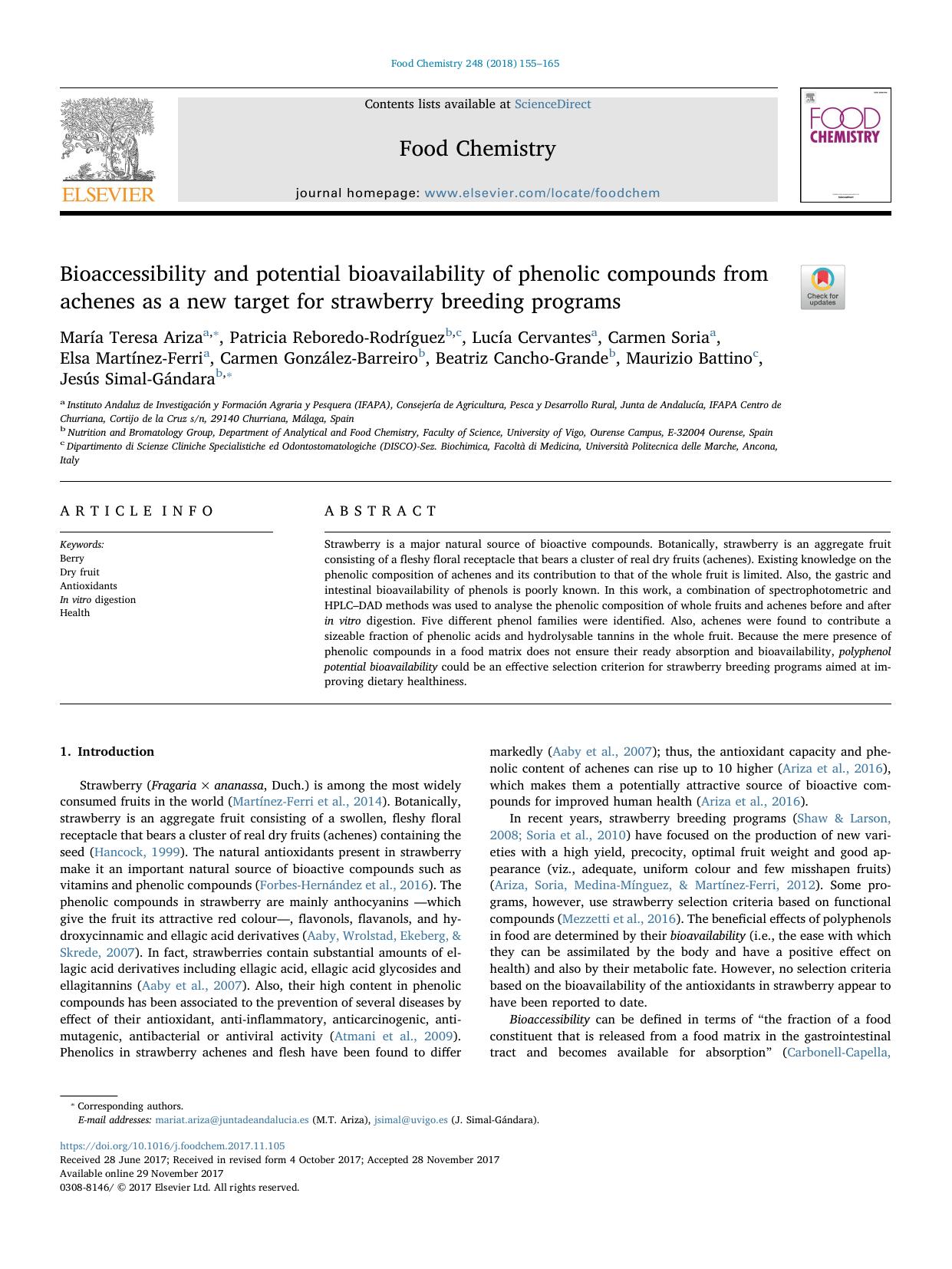 Bioaccessibility and potential bioavailability of phenolic compounds from achenes as a new target for strawberry breeding programs by unknow