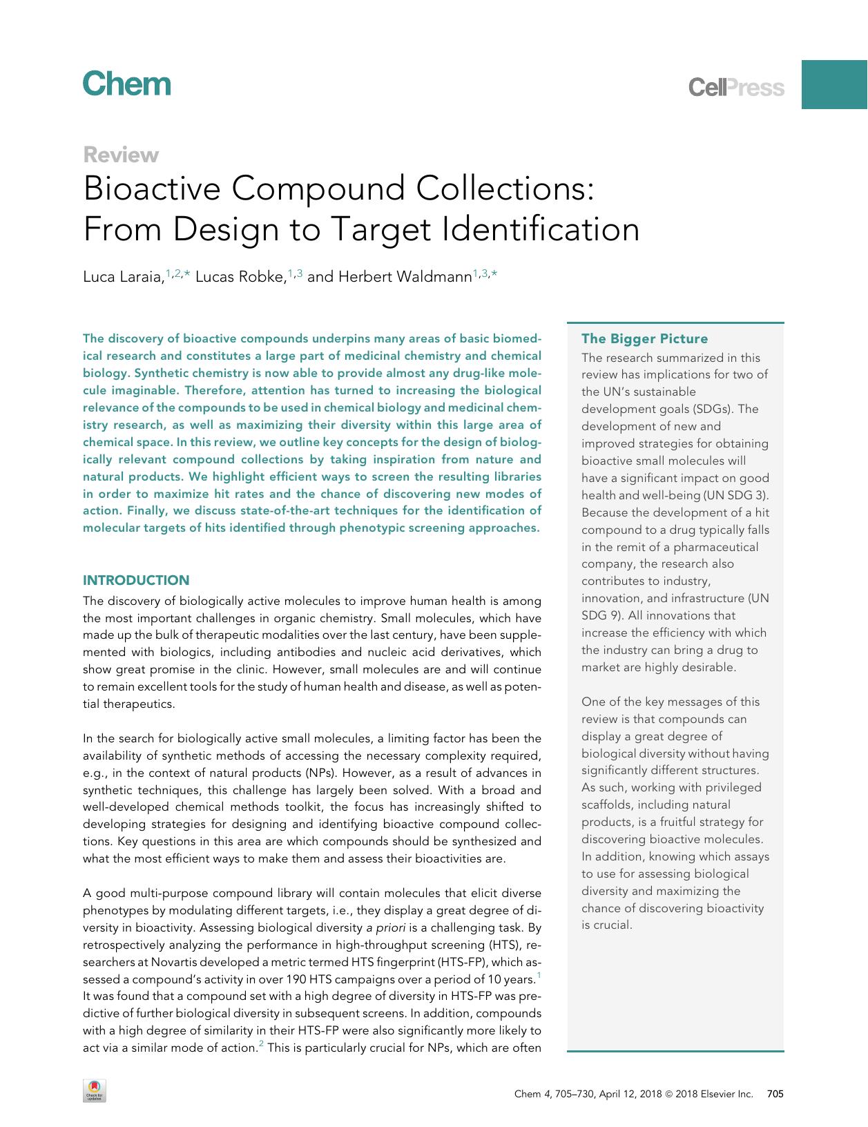 Bioactive Compound Collections: From Design to Target Identification by Luca Laraia & Lucas Robke & Herbert Waldmann