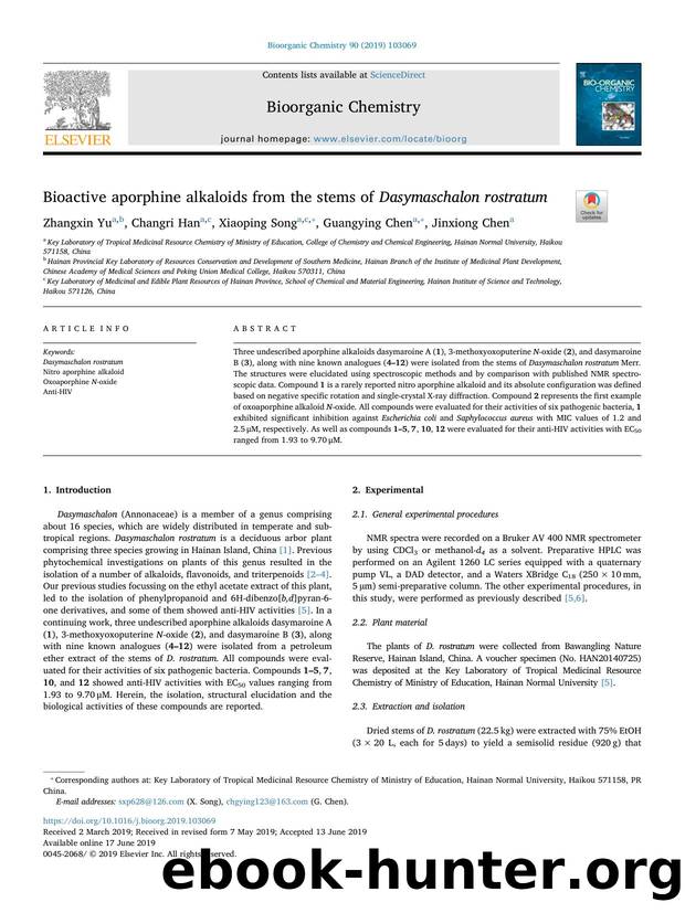 Bioactive aporphine alkaloids from the stems of Dasymaschalon rostratum by Zhangxin Yu & Changri Han & Xiaoping Song & Guangying Chen & Jinxiong Chen