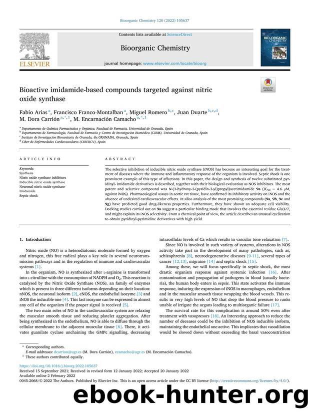 Bioactive imidamide-based compounds targeted against nitric oxide synthase by unknow