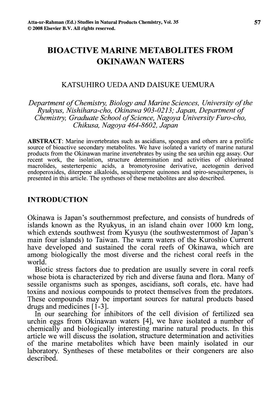 Bioactive marine metabolites from Okinawan waters by Katsuhiro Ueda & Daisuke Uemura
