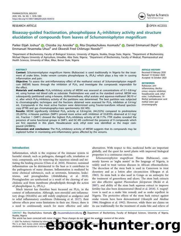 Bioassay-guided fractionation, phospholipase A2-inhibitory activity and structure elucidation of compounds from leaves of Schumanniophyton magnificum by unknow
