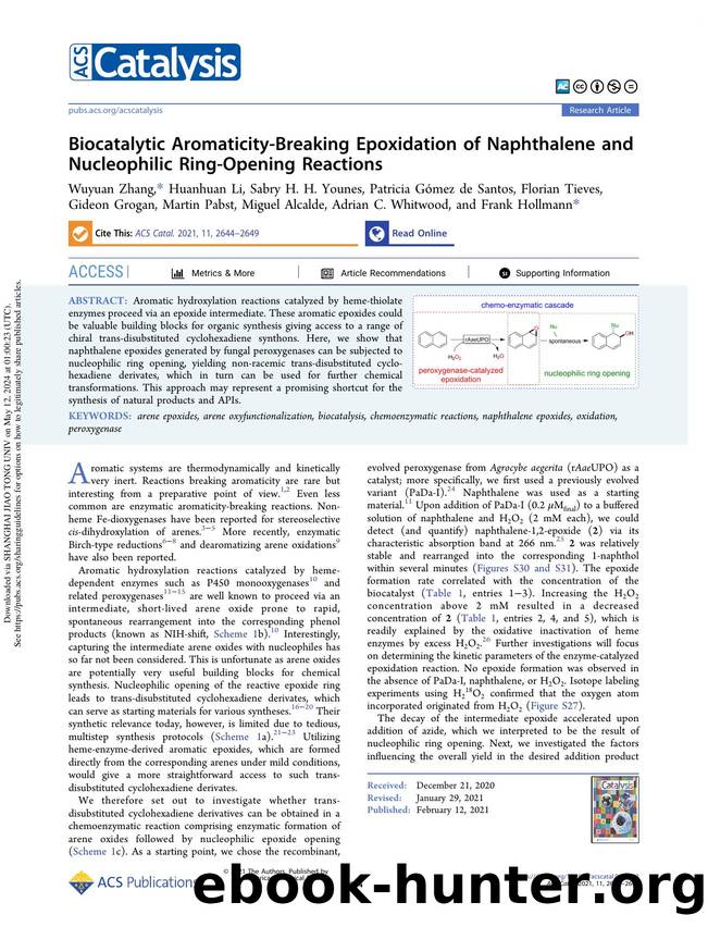 Biocatalytic Aromaticity-Breaking Epoxidation of Naphthalene and Nucleophilic Ring-Opening Reactions by unknow