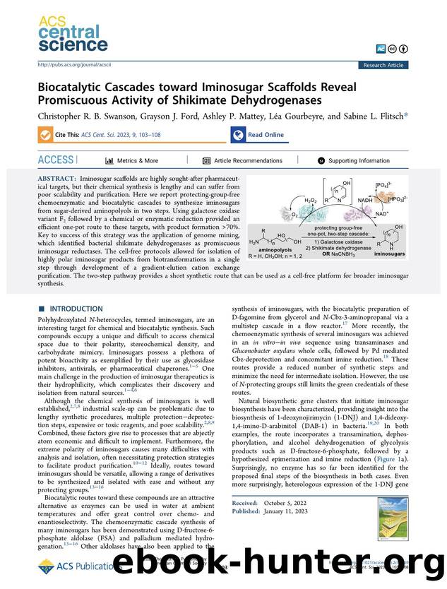 Biocatalytic Cascades toward Iminosugar Scaffolds Reveal Promiscuous Activity of Shikimate Dehydrogenases by unknow