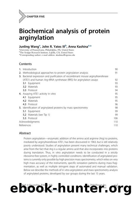 Biochemical analysis of protein arginylation by Junling Wang & John R. Yates & Anna Kashina