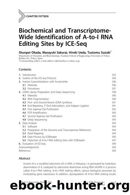 Biochemical and Transcriptome-Wide Identification of A-to-I RNA Editing Sites by ICE-Seq by Shunpei Okada & Masayuki Sakurai & Hiroki Ueda & Tsutomu Suzuki