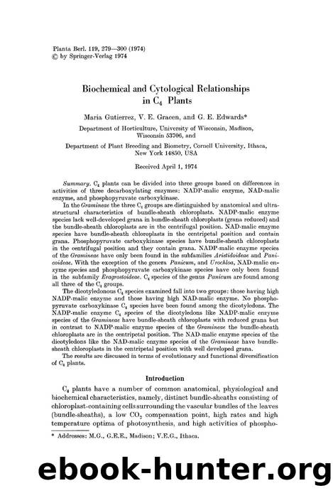 Biochemical and cytological relationships in C<Subscript>4<Subscript> plants by Unknown