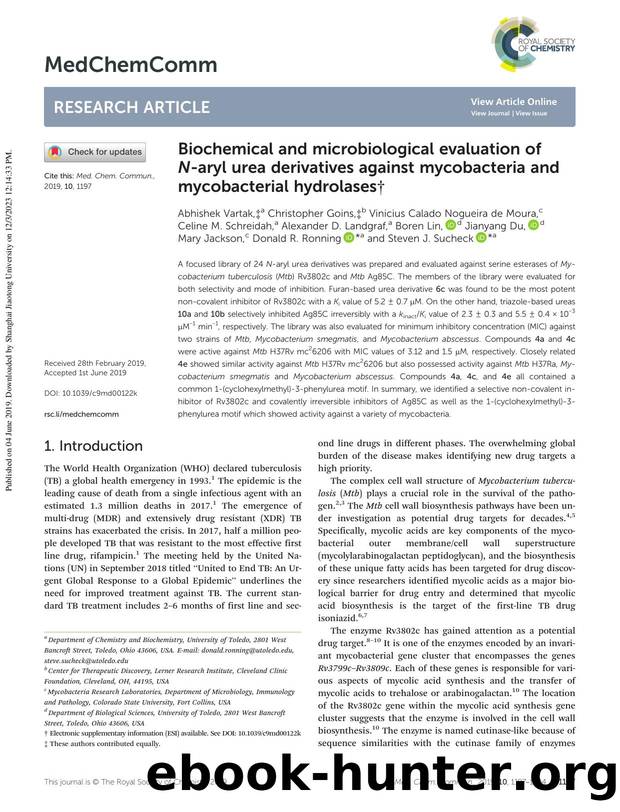 Biochemical and microbiological evaluation of N-aryl urea derivatives against mycobacteria and mycobacterial hydrolases by unknow