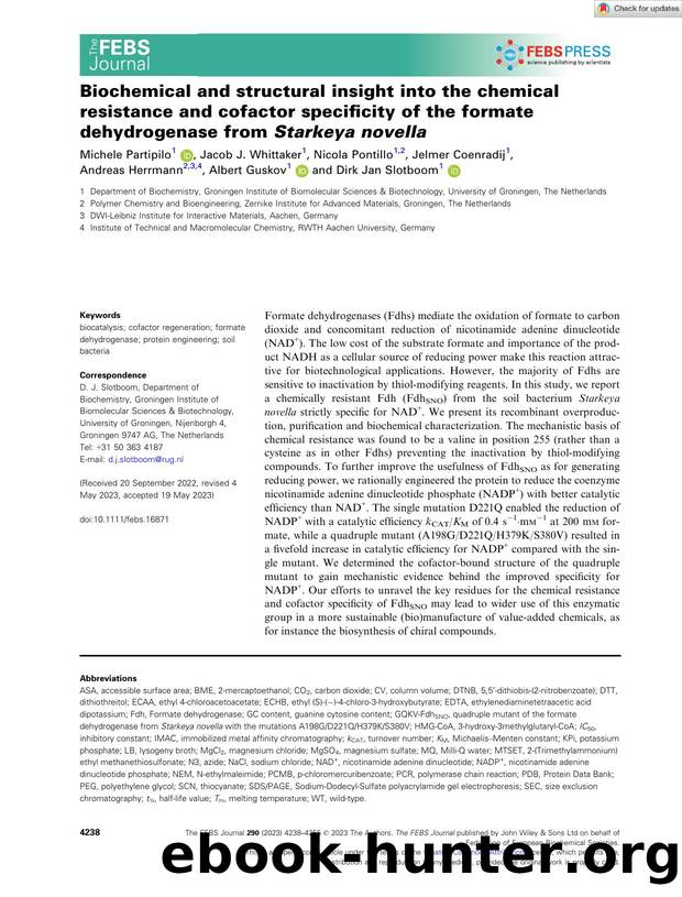 Biochemical and structural insight into the chemical resistance and cofactor specificity of the formate dehydrogenase from Starkeya novella by Unknown