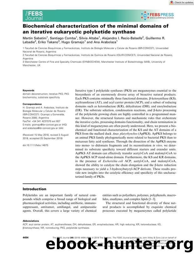 Biochemical characterization of the minimal domains of an iterative eukaryotic polyketide synthase by Unknown