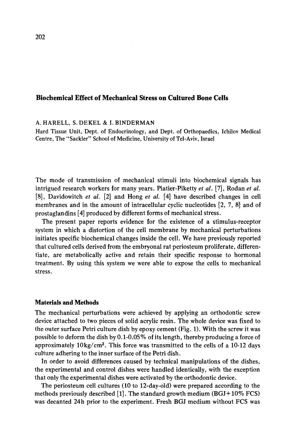 Biochemical effect of mechanical stress on cultured bone cells by Unknown