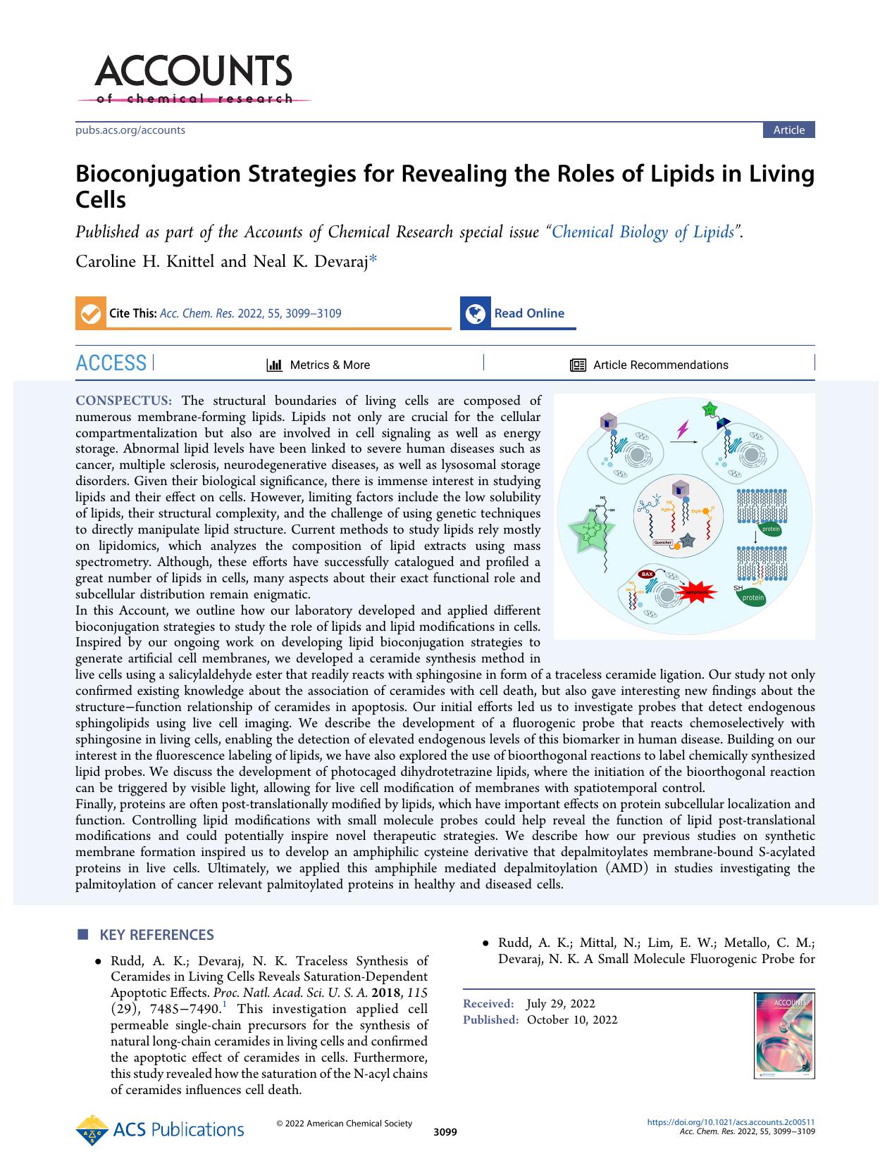 Bioconjugation Strategies for Revealing the Roles of Lipids in Living Cells by Caroline H. Knittel and Neal K. Devaraj