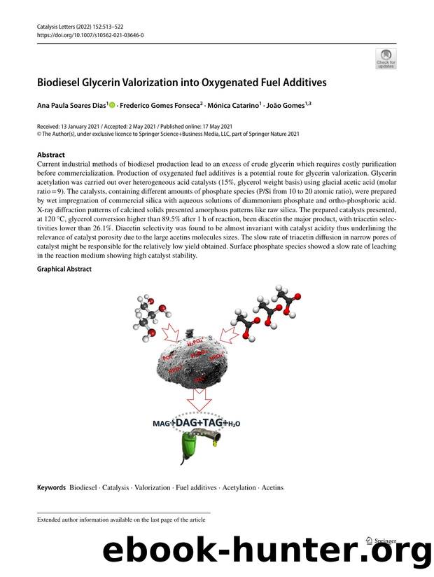 Biodiesel Glycerin Valorization into Oxygenated Fuel Additives by Ana Paula Soares Dias & Frederico Gomes Fonseca & Mónica Catarino & João Gomes