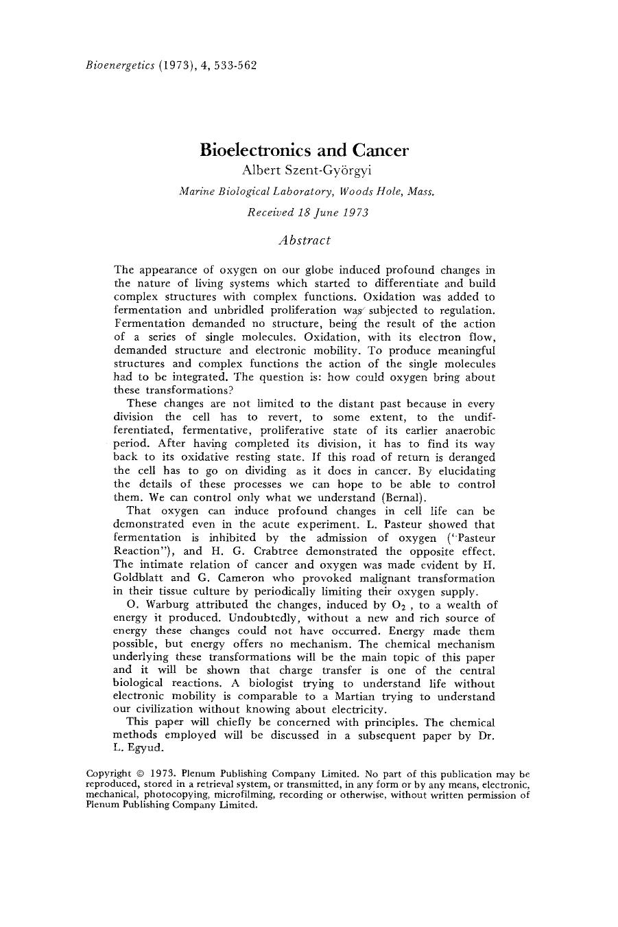 Bioelectronics and cancer by Unknown