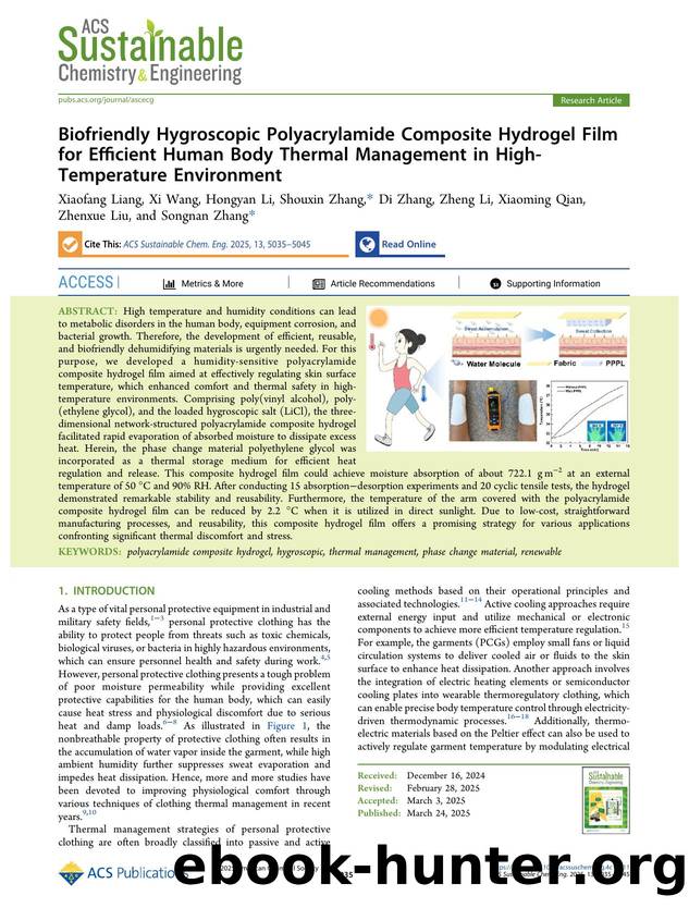 Biofriendly Hygroscopic Polyacrylamide Composite Hydrogel Film for Efficient Human Body Thermal Management in High-Temperature Environment by unknow