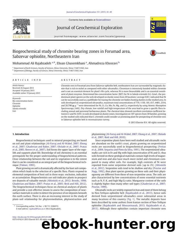 Biogeochemical study of chromite bearing zones in Forumad area, Sabzevar ophiolite, Northeastern Iran by Unknown